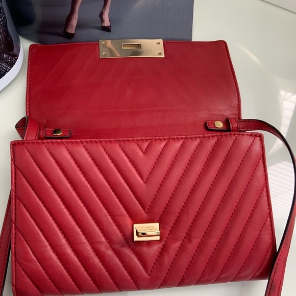 Michael Kors Quilted Red Leather Crossbody Bag - Picture 5 of 10